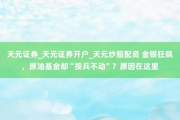 天元证券_天元证券开户_天元炒股配资 金银狂飙，原油基金却“按兵不动”？原因在这里